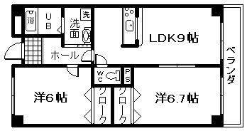 泉南市中小路のマンションの間取り