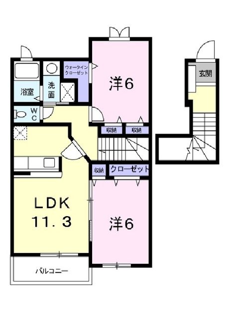 鈴鹿市稲生西のアパートの間取り