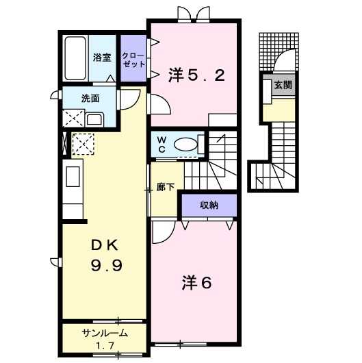 ウエストハウス　VII　Ｂ棟の間取り