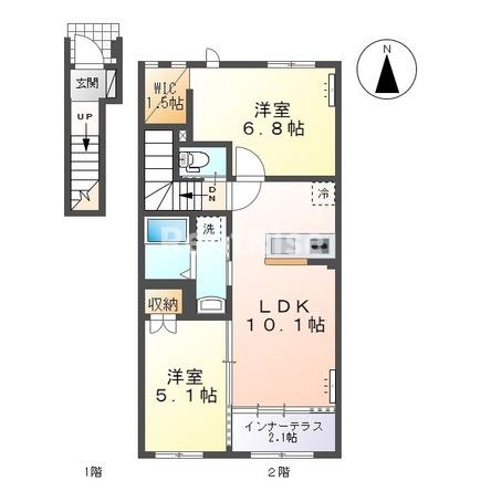 稲沢市中之庄町のアパートの間取り