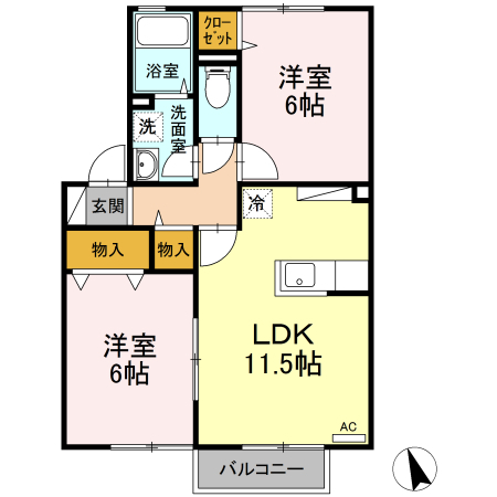 東根市中央のアパートの間取り