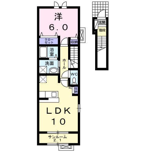 横手市安田原町のアパートの間取り