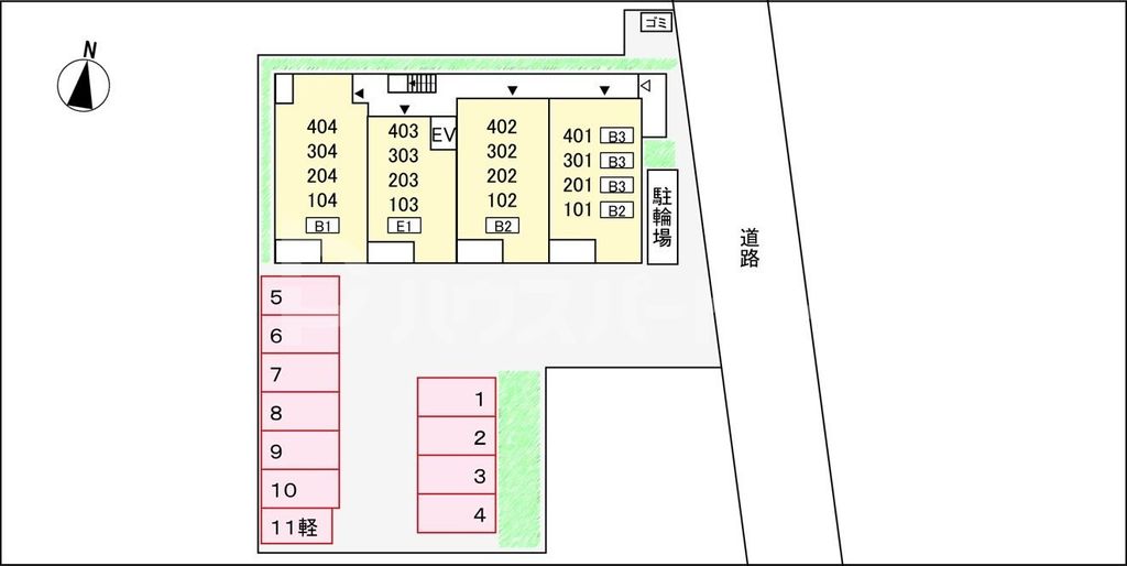 【フォレスト　ラコの駐車場】