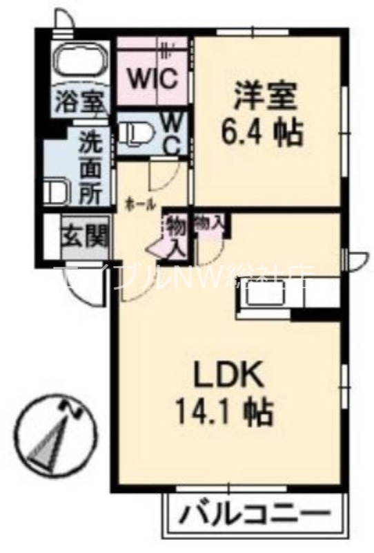 倉敷市平田のアパートの間取り