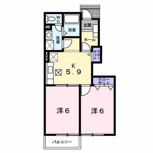 新発田市五十公野のアパートの間取り