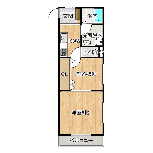 高知市南万々のマンションの間取り