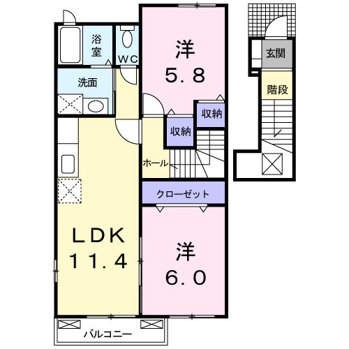 【倉敷市玉島上成のアパートの間取り】