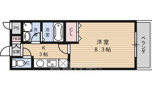 京都市伏見区深草西浦町４丁目のアパートの間取り