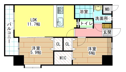 【北九州市小倉北区中井口のマンションの間取り】