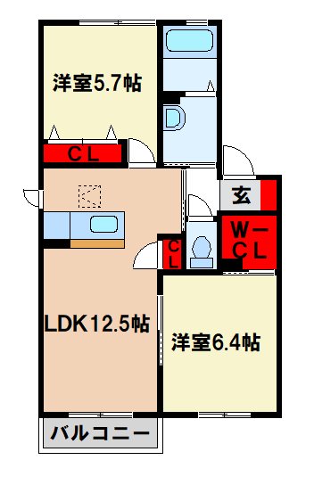 ファームタウン広楽園Bの間取り