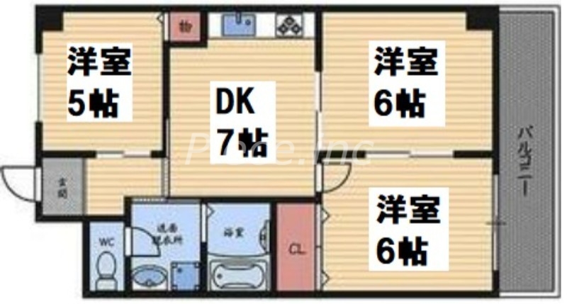 大阪市北区大淀中のマンションの間取り