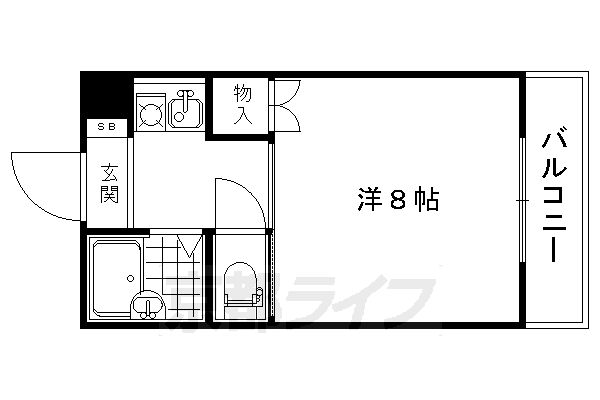 京都市右京区太秦垂箕山町のマンションの間取り