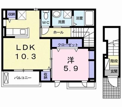 宇和島市柿原のアパートの間取り