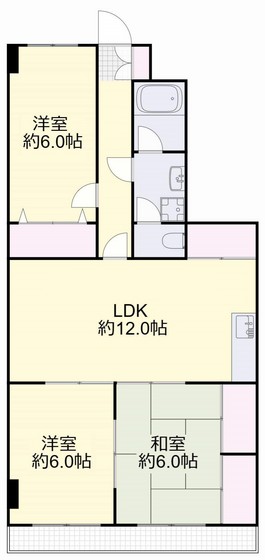 岡山市中区関のマンションの間取り