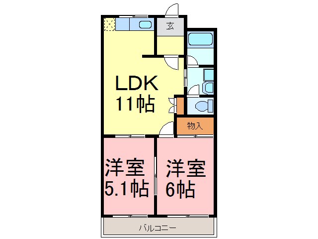 パストラル河和台Aの間取り