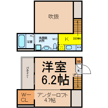 名古屋市守山区川西のアパートの間取り