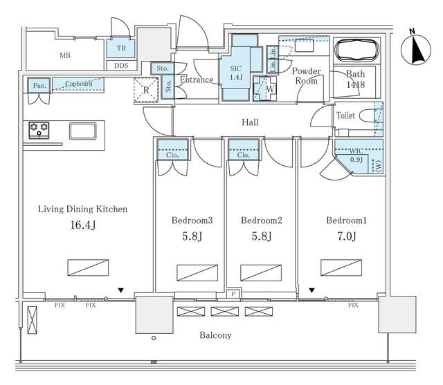 港区浜松町のマンションの間取り