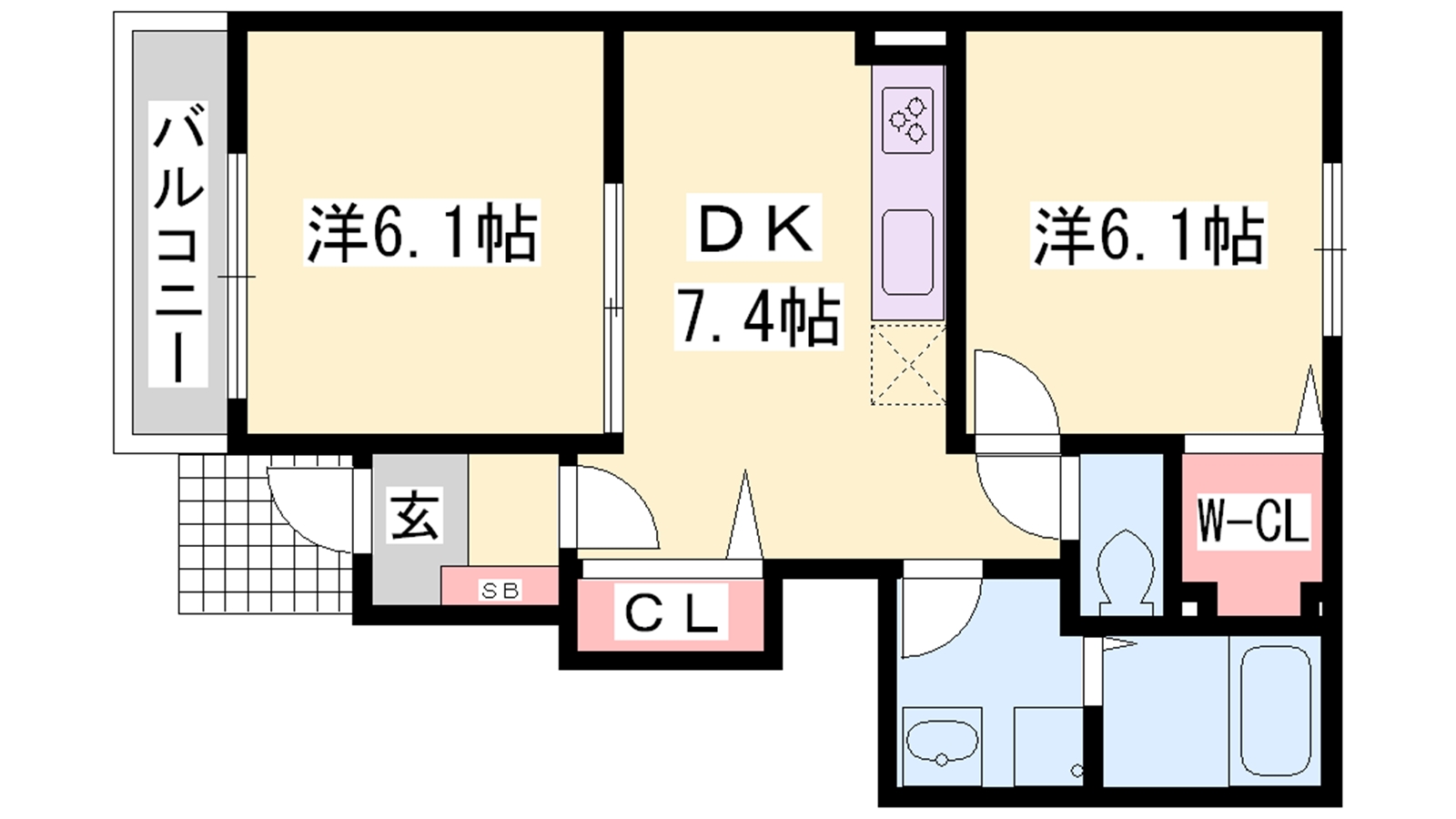 相生市那波野のアパートの間取り