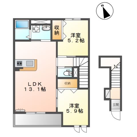 姫路市網干区垣内本町のアパートの間取り