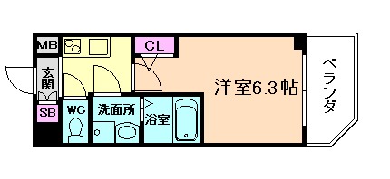 【大阪市福島区玉川のマンションの間取り】