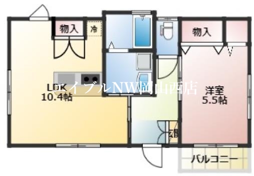 岡山市南区妹尾のアパートの間取り