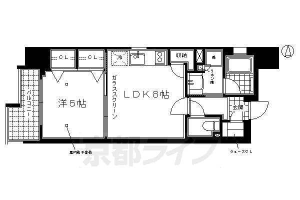 京都市下京区植松町のマンションの間取り