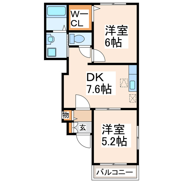 宇城市松橋町浅川のアパートの間取り