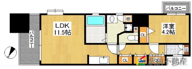 福岡市中央区大名のマンションの間取り