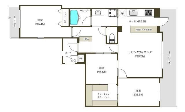 横浜市港北区新横浜のマンションの間取り