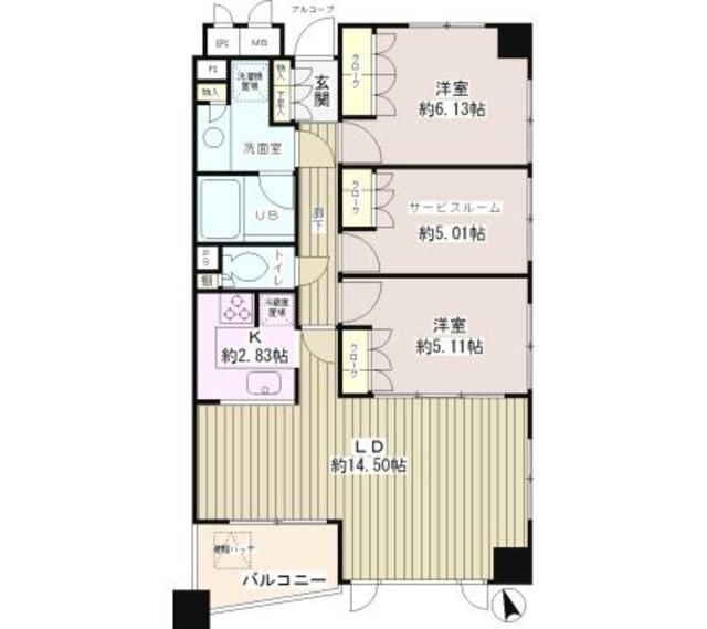 調布市国領町のマンションの間取り