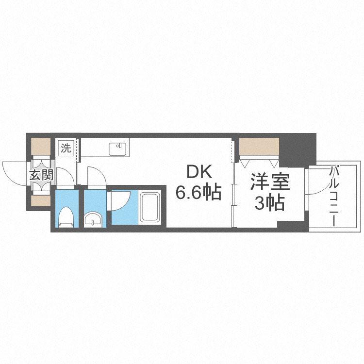 大阪市中央区高麗橋のマンションの間取り