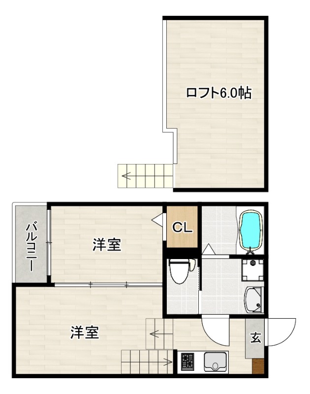 福岡市東区和白のアパートの間取り