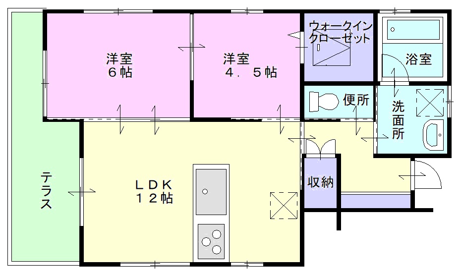 倉敷市南町のアパートの間取り