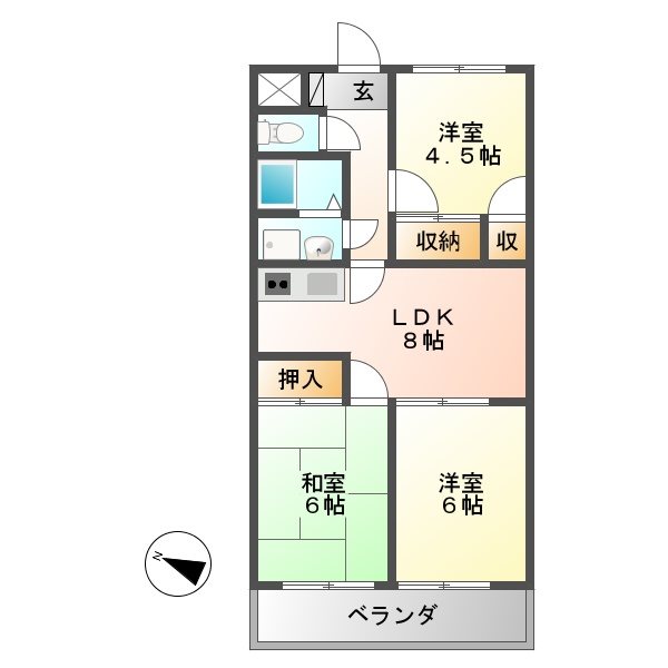 アルトラマンション茄子川　Ａ棟の間取り