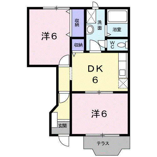 富山市開のアパートの間取り