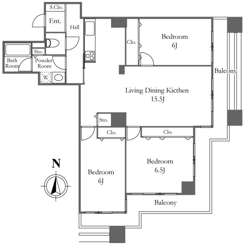 【中央区佃のマンションの間取り】