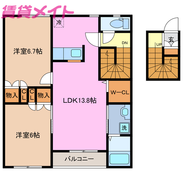 鈴鹿市平田新町のアパートの間取り