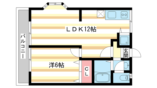 奈良市左京のアパートの間取り