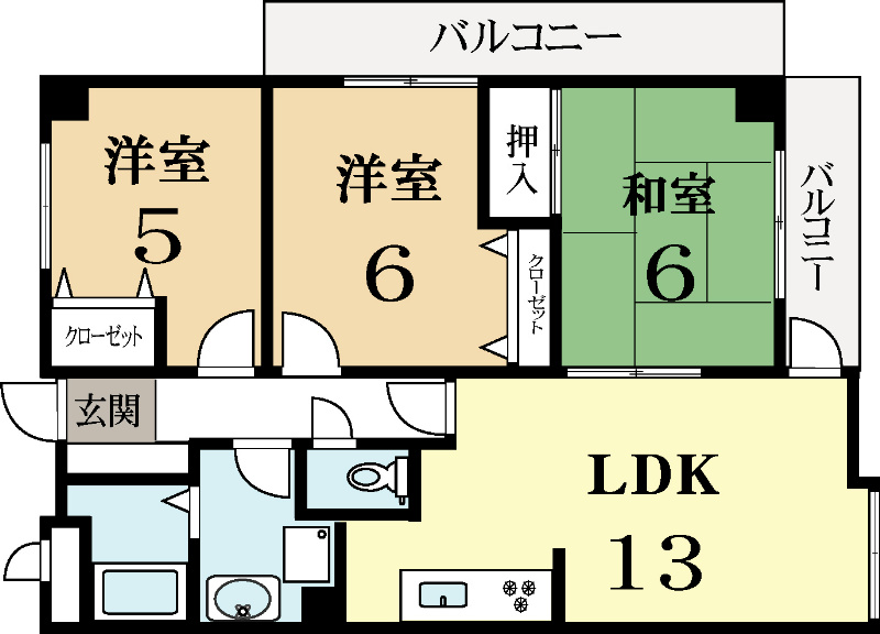 城陽市寺田のマンションの間取り