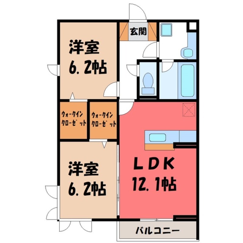 下野市大光寺のアパートの間取り