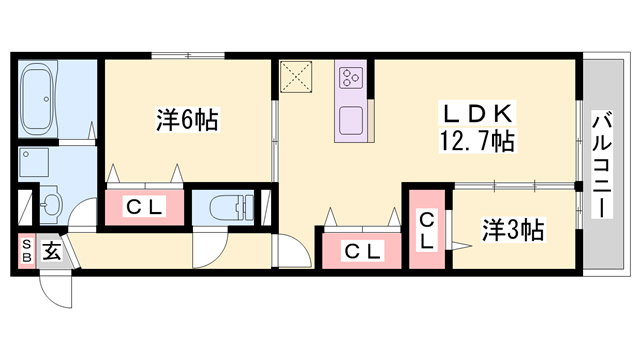 山陽電鉄本線 林崎松江海岸駅 徒歩9分 3階建 築4年の間取り写真