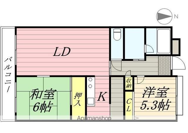 阪急神戸線 園田駅 徒歩19分 6階建 築33年の間取り写真