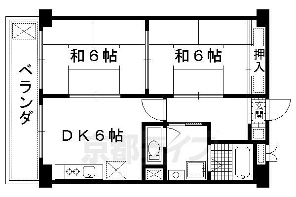 【京都市伏見区深草一ノ坪町のマンションの間取り】