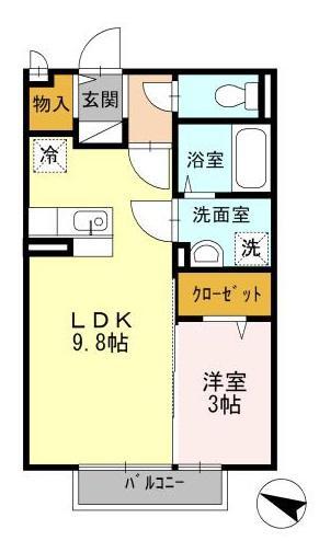 東広島市西条町下見のアパートの間取り