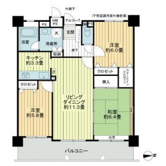 ライオンズマンション皆賀の間取り