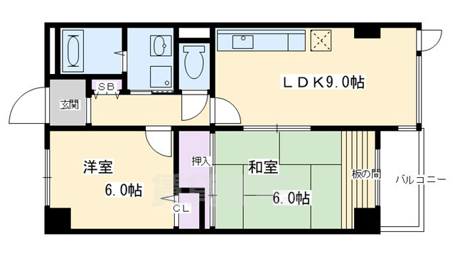 京都市中京区塩屋町のマンションの間取り