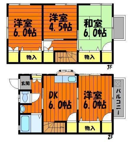 倉敷市西阿知町のアパートの間取り