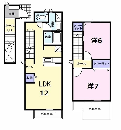 松阪市小黒田町のアパートの間取り