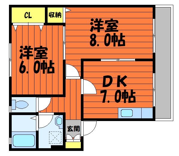 パティオ若宮　B棟の間取り