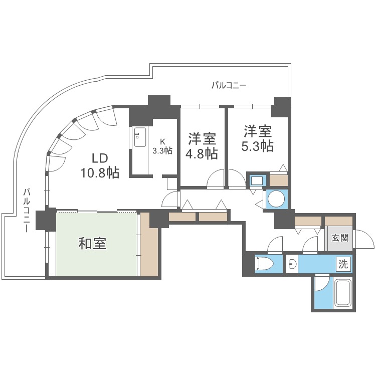 ライオンズステーションタワー東札幌の間取り